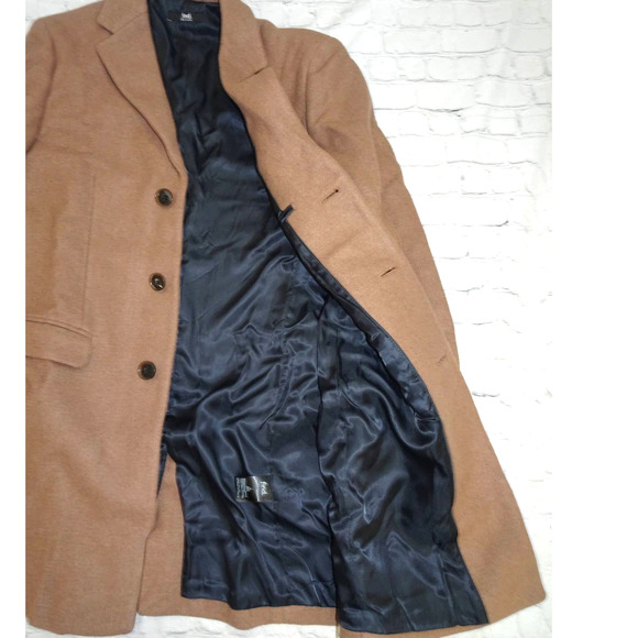 Find Men's Single Button Breasted Wool Peacoat Camel Brown Color, Sz M - Picture 4 of 9